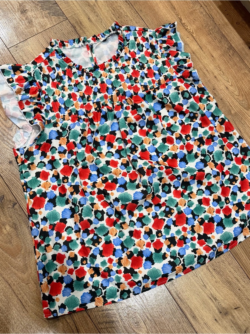 BloomChic Floral Shell Print Flutter Sleeve Blouse Size 14/16